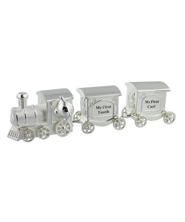 Baby Gifts WBM-GFT14 Harts Train with 2 Carriages Tooth and Curling Box Silver Plated Clear 200g