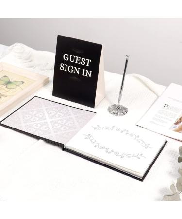 Wedding Guest Book with Pen Black Guest Book for Wedding Reception Party Funeral Memorial Baby Shower Birthday Graduation Guest Book 2023 Thick Paper with Silver Foil - Buy Online on GoSupps.com