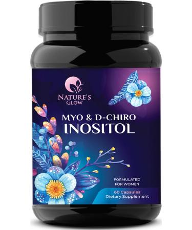 Myo-Inositol & D-Chiro Inositol Blend - Premium 40:1 Ratio - Ovarian Support for Women - Natural Balance Supplement, Vitamin B8, Vegan, and USA Bottled - 60 Capsules 60 Count (Pack of 1)