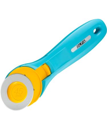 OLFA 45mm Quick-Change Rotary Cutter (RTY-2/C) with Blade Cover - Ideal for Crafts, Sewing, and Quilting - Includes Replacement Blade RB45-1 (Aqua) - Buy Online on GoSupps.com