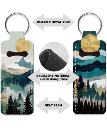OLYCRAFT 2pcs Lipstick Holder Keychain - Portable Lip Balm Holders & Travel Key Ring for Lipstick & Chapstick - Sun Moon Mountain Forest Design - Buy Online on GoSupps.com