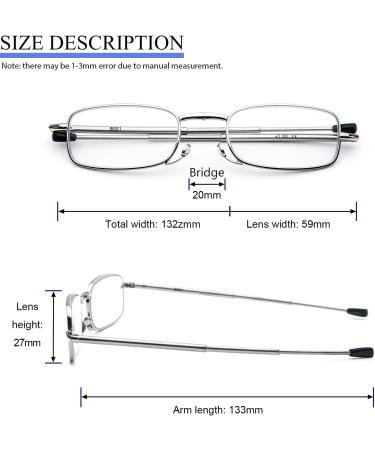 Cokobin Foldable Reading Glasses +2.5 - Stainless Steel Anti-Blue Light Unisex Reading Aid with Hard Shell Case - Ideal for International Shipping - Buy Online on GoSupps.com