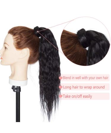 Rich Choices Real Hair Ponytail Extensions - Clip-In Corn Wave Braid Remy Hair 35cm Black #1 - Buy Online on GoSupps.com