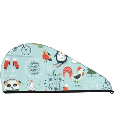 Christmas Winter Animals Microfiber Hair Towel Wrap | Soft Super Absorbent Coral Velvet for Long Curly & Thick Hair - Buy Online on GoSupps.com