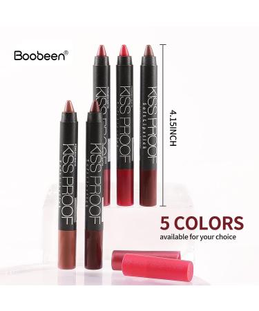 Boobeen Matte Lipstick Pencil - High Pigment, Waterproof Lip Crayon Stick for Women - Smooth Makeup Finish - Non-Fade Matte Lip Stain 01 - Buy Online on GoSupps.com