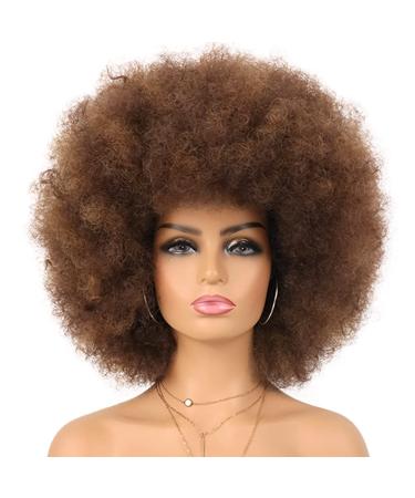 G&T Wig 70s Afro Puff Mixed Brown Wigs for Black Women Natural Looking Fluffy and Large Bouncy Afro Wigs for Daily Party Use (30/33)