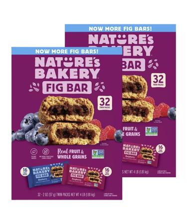 Natures Bakery Whole Wheat Fig Bars - 2 Twin Pack Boxes (64 Bars) - Blueberry & Raspberry Flavors - Vegan Non-GMO Healthy Snacks - Buy Online on GoSupps.com