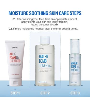 Atomu Water Bomb Toner - Moisturizing Soothing Hypoallergenic Exfoliating Toner for Hydration (6.76 fl. oz.) - International Shipping Available - Buy Online on GoSupps.com