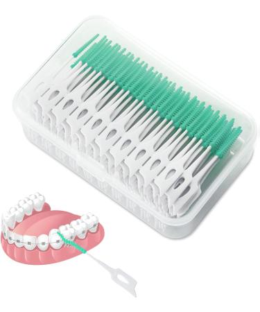TSHAOUN 200 Interdental Brushes with Storage Box | Soft Silicone Dental Floss Sticks for Oral Care | Portable Green Interdental Cleaning Tools - Buy Online on GoSupps.com