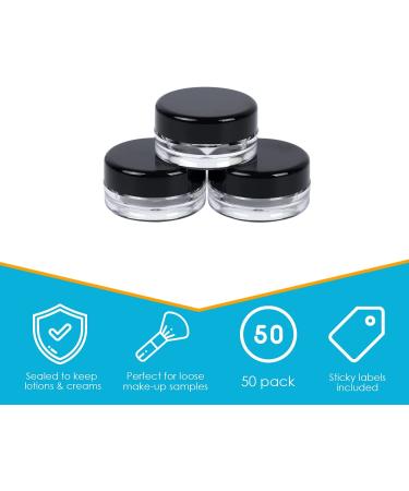 Houseables 3g Black Cosmetic Sample Jars, 50-Pack - BPA-Free Plastic Pots with Screw Cap Lid for Makeup, Nails, Jewelry - 3ml Empty Containers - Buy Online on GoSupps.com
