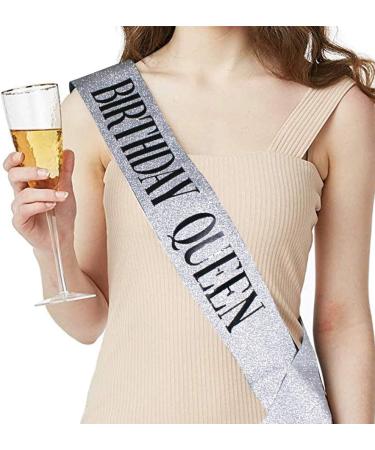 DRESHOW Birthday Crown and Sash for Women Birthday Queen Sash & Rhinestone Tiara Set Birthday Tiaras and Sashes for Girls Birthday Decorations Hair Accessories Glitter Sash for Party Birthday Queen: Silver - Buy Online on GoSupps.com