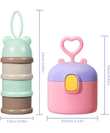 2pcs Liwein Milk Powder Dispenser Pot for Travel Feeding - Brown+Pink - Buy Online on GoSupps.com