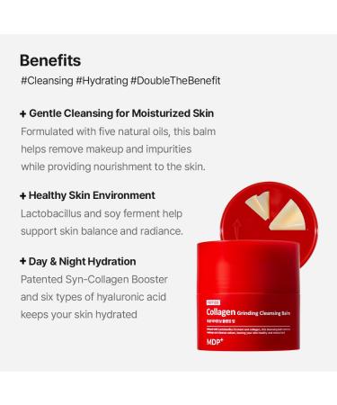 MDP+ Red Lacto Collagen Grinding Cleansing Balm | Pore Cleansing, Hydrating, 1.69 Oz/50ml, Pore Tightening, Travel Cleanser - Buy Online on GoSupps.com
