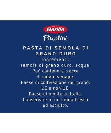 Barilla Piccolini Mini Farfalle small butterfly pasta for children and quick kitchen cooking time 6 minutes 100 durum wheat semolina ideal for sauces salads and soups 10 x 500 g + Italian Gourmet - Buy Online on GoSupps.com