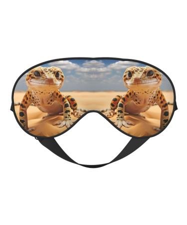 BREAUX Sand Leopard Gecko Print Double Sided Eye Mask Blackout Eye Mask All Night Sleep Eye Mask for Women Men