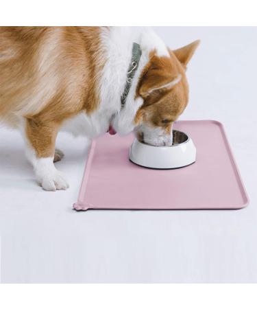 Audwud Silicone Waterproof Pet Feeding Mat - Anti-Slip Dog & Cat Bowl Mat 47x30 cm - Peach Pink - Buy Online on GoSupps.com