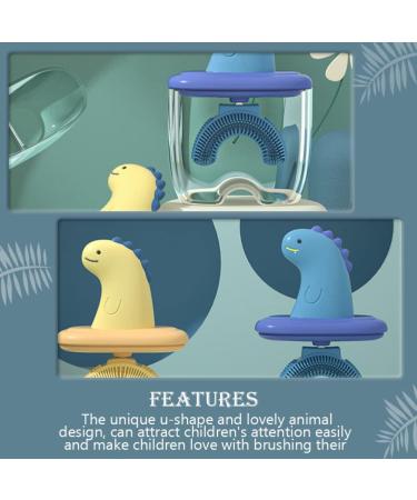 Kisangel Kids Manual U-Shaped Silicone Toothbrush - Blue Dinosaur | Oral Teether Toy for Children 2-6 Years - Buy Online on GoSupps.com