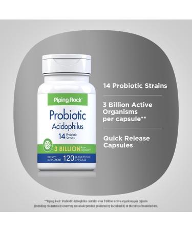 Piping Rock Probiotic Acidophilus Capsules for Women and Men | 3 Billion Live Cultures | 120 Pills | 14 Strains Supplement | Non-GMO Gluten Free - Buy Online on GoSupps.com