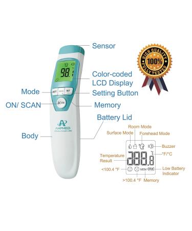 Amplim Non-Contact Infrared Thermometer for Adults & Babies | Medical Grade | Blue Turquoise - Buy Online on GoSupps.com