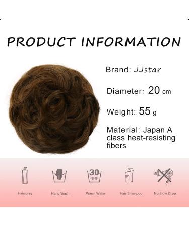 JJstar Medium Ash Brown Messy Hair Bun Scrunchies for Women - Curly Wavy Chignons Accessory - Buy Online on GoSupps.com