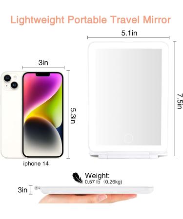 DTBG 10X Magnifying Travel Makeup Mirror with Dimmable LED Light - USB Rechargeable Portable Cosmetic Mirror for Women (White) - Buy Online on GoSupps.com