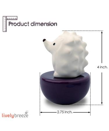 Spiky Hedgehog Ceramic Diffuser | Non-Electric Essential Oil Aromatherapy | White & Purple Vase for Car Office & Home Decor - Buy Online on GoSupps.com