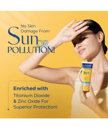 La Shielde Pollution Protect SPF 50 Mineral Sunscreen Gel | Lightweight Oil-Free Water-Resistant | Dermatologist Tested for All Skin Types | 50g - Buy Online on GoSupps.com