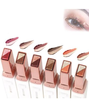 6 Pieces Glitter Gradient Eyeshadow Stick- Eye Shadow Pen Gradient Waterproof Long-Lasting Dual-Color Eyeshadow Stick for Women Eye Makeup