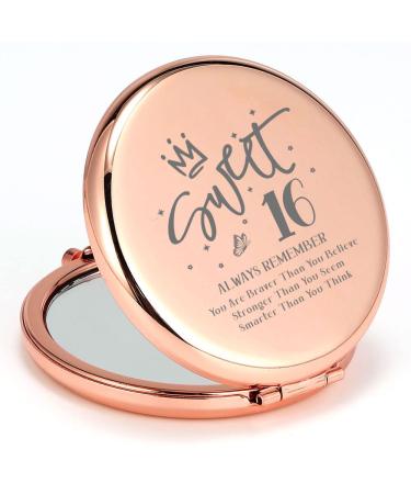 QINGTAI 16th Birthday Gifts for Girls  Sweet 16 Birthday for Friend  Sister  Daughter  Granddaughter  Best Friend  Niece  16th Birthday Gift Ideas  Rose Gold Makeup Mirror for Her
