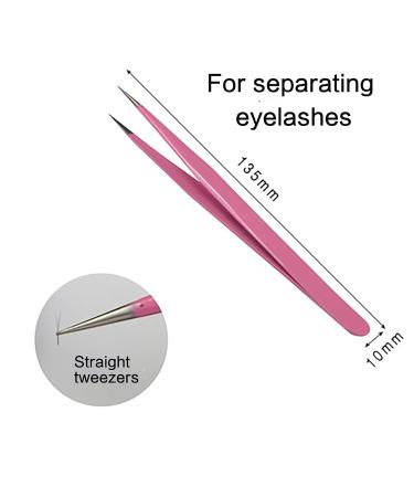 Professional Eyelash Tweezers Set - 2 Pink Stainless Steel Tweezers for Eyelash Extension & Refinement - Curved & Straight Forceps - Buy Online on GoSupps.com