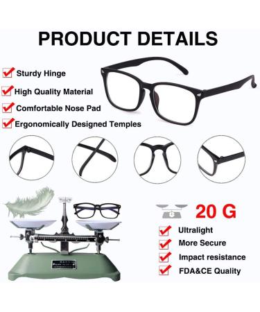 JUDOO 2 Pack Blue Light Blocking Glasses - Square Frame Computer Reading Sunglasses for Women and Men - Black and Flower Design - Buy Online on GoSupps.com