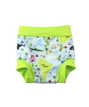 BabyPreg Child Swimming Diaper Cover with High Waist - 0-2 Years Green & Light Blue (2 Pack) | Safe & Comfortable Bathing Shorts for Babies - Buy Online on GoSupps.com