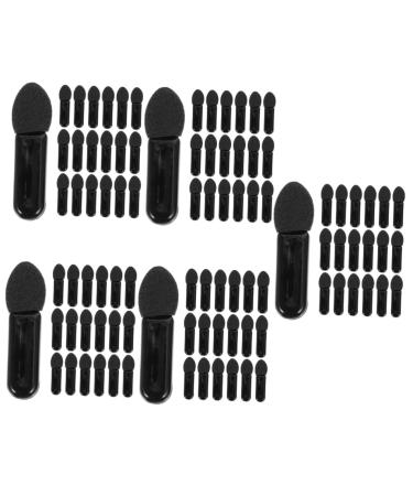 Healeved 500 Pcs Mini Eyeshadow Swab Eyelash Spoolie Lipstick Brush Applicator Mascara Wand Plastic Black