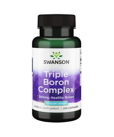 Swanson Triple Boron Complex - Natural Bone Health & Joint Support - Mineral Supplement Featuring Citrate, Aspartate & Glycinate - (250 Capsules) 1