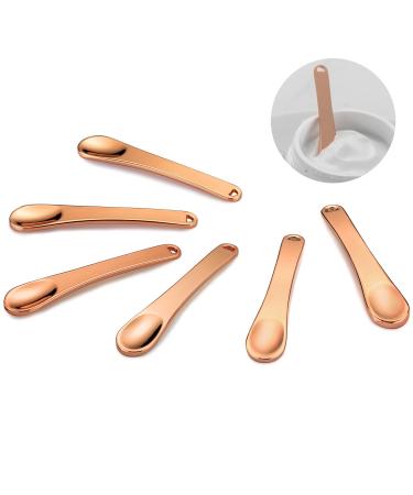 Tekson 6 Pieces Metal Cosmetic Skincare Spatula, Mini Mask facial Reusable Scoop, Makeup Beauty Spoons for Cream, Lotions, Moisturizers (Rose Gold)