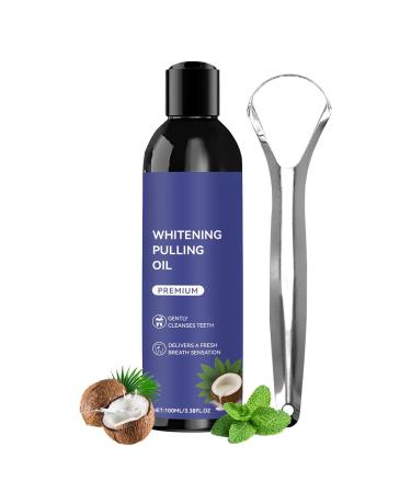 Oil Pulling Mouthwash 100ml with Tongue Scraper - Daily Use at Home and While Traveling | Home Travel Morning Evening Sleep