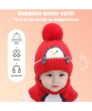 Rayson Kids Winter Hat and Scarf Set - Fleece Lined Beanie with Loop Scarf for Toddlers - Red - Buy Online on GoSupps.com
