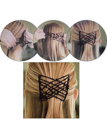 Voarge Magic Hair Clip & Comb Set - 2 Pcs Elastic Pearls for Women | DIY Hair Styling Tools (Black) - Buy Online on GoSupps.com