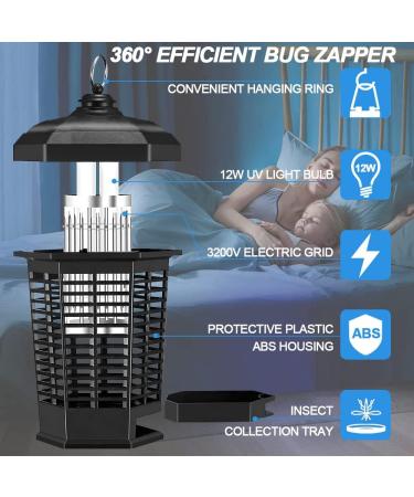 Electric Bug Zapper Mosquito Killer IPX4 Waterproof Insect Killer 3200V Insect Fly Trap Bug Killer Fly Zapper for Indoor Outdoor Backyard Patio Home - Buy Online on GoSupps.com