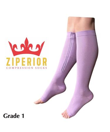 Open Toe 15-20 mmHg Compression Socks for Men & Women with Zipper - Lavender 3X-Large - Buy Online on GoSupps.com