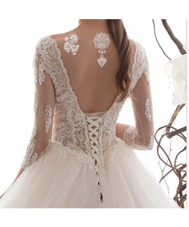 White Lace Henna Temporary Tattoo Stickers - Indian Mehndi for Wedding, Waterproof Body Art for Women and Teens (8 Sheets) - Buy Online on GoSupps.com