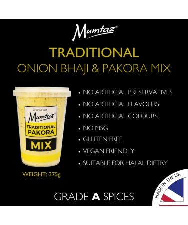 Mumtaz TRADITIONAL PAKORA & ONION BHAJI Mix 375g - Reusable Resealable & Stacking Friendly Container - Buy Online on GoSupps.com