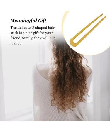 CLSSLVVBN U-shaped Hair Sticks Modelling Styling Women Hairpin Light-weight Ponytail Fashion Headwear Accessories Students Grayish Yellow - Buy Online on GoSupps.com