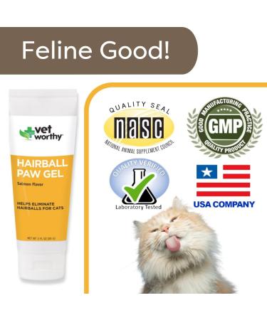 Vet Worthy Hairball Paw Gel Aid for Cats - Digestive Aid & Hairball Relief | Easy Salmon Flavor - 5 oz - Buy Online on GoSupps.com