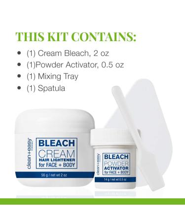 Clean + Easy Bleach Cream Hair Lightener - 2 oz | Gentle Skin-Safe Formula for Facial and Body Hair - Buy Online on GoSupps.com