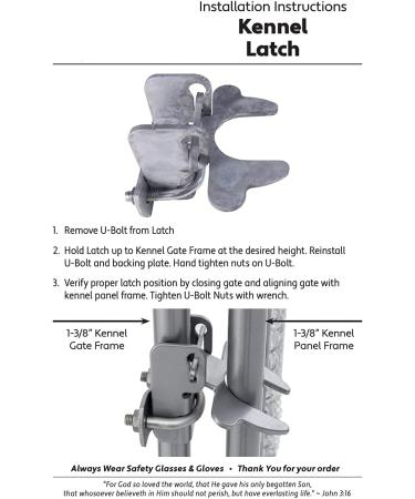 Kennel Gate Latch for Dog Kennels - 1-3/8 Frame - Dog Kennel Panel Frame - Buy Online on GoSupps.com