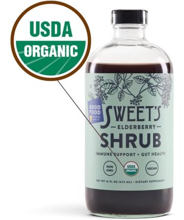Sweet's Elderberry Organic Shrub | USDA Organic | Digestive & Immune Support | Versatile Drinking Vinegar | Mocktail Mixer | 16 oz Recyclable Bottle - Buy Online on GoSupps.com