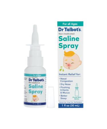Dr. Talbot's Baby Saline Spray for Nasal Congestion Dry Nose and Mucus Flushing Relief - 1 fl oz - Gentle Pump Mist for All Ages Saline Spray Saline Spray