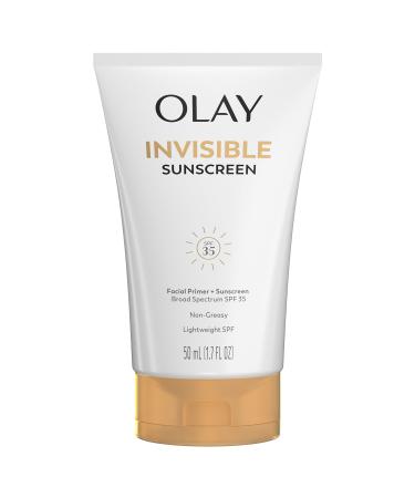 Olay Invisible Sunscreen SPF 35 100% Invisible Facial Sunscreen and Makeup Primer - Fragrance-Free Weightless No White Cast Broad Spectrum Sun Protection with Vitamin C & E Aloe Vera 1.7 Oz 1.7 Ounce (Pack of 1) - Buy Online on GoSupps.com