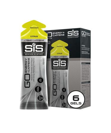 Science in Sport Energy Caffeine Gels, 22g Fast Acting Carbohydrates, Performance & Endurance Sport Energy Gels with 75mg of Caffeine, Citrus - 2 oz - 6 Pack